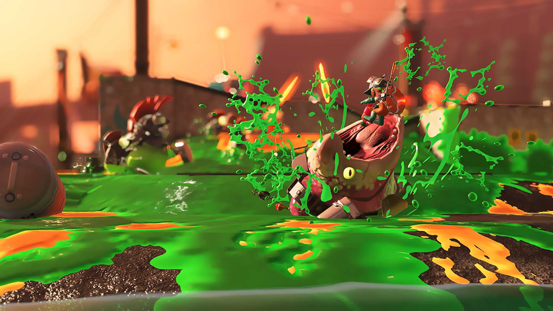 Maws lurking in ink to attack a poor inkling.